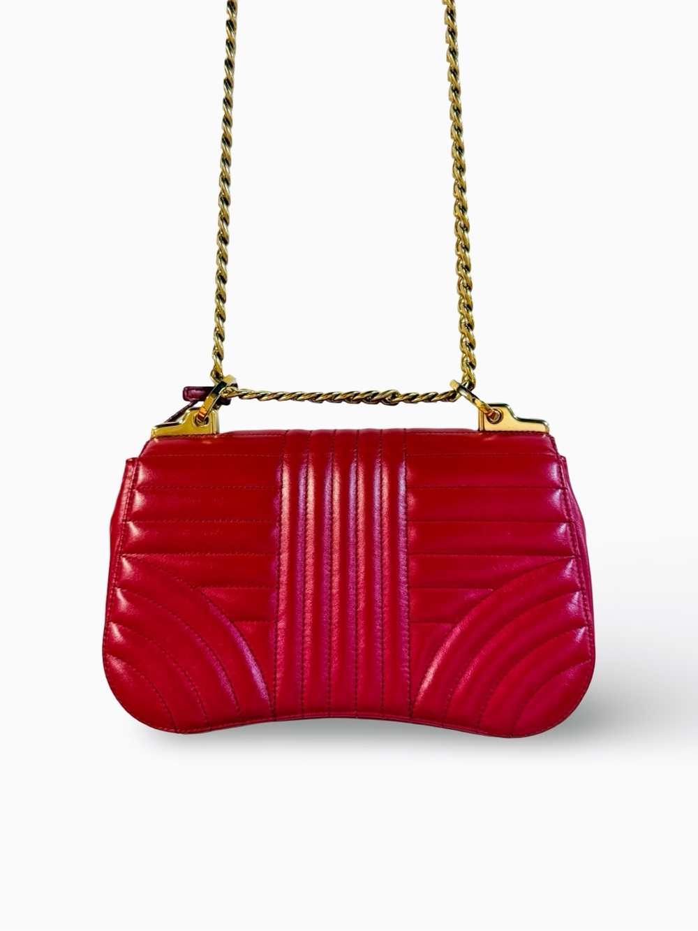 Prada Diagramme Quilted Leather Shoulder Bag in Red with Chain Strap Crossbody - Picture 4 of 15